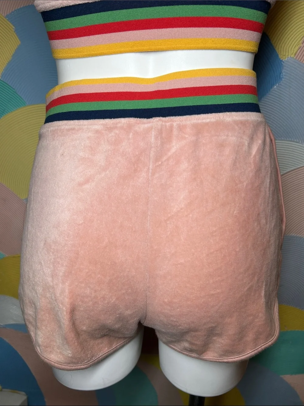 Wild Fable Light Blush Tank and short set with multicolor Trim sz xs
